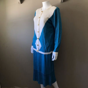 LAST DAY Vintage 1960s Cardigan Skirt Sweater Set